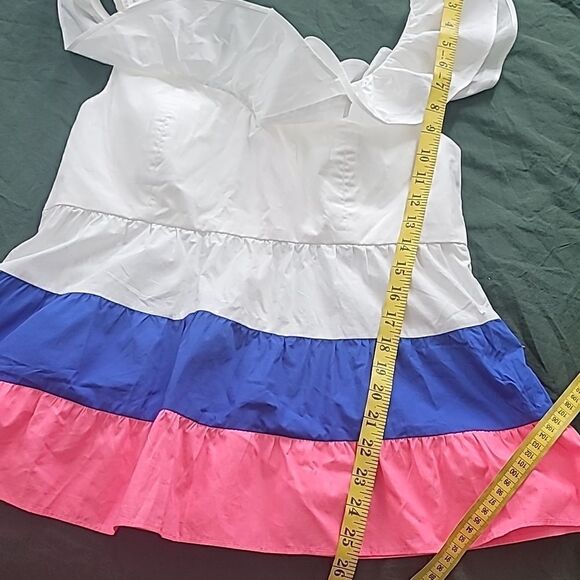 Lilly Pulitzer Emie Ruffle Top Sz 8 Color: Resort White, Borealis Blue, NWT - Picture 9 of 10